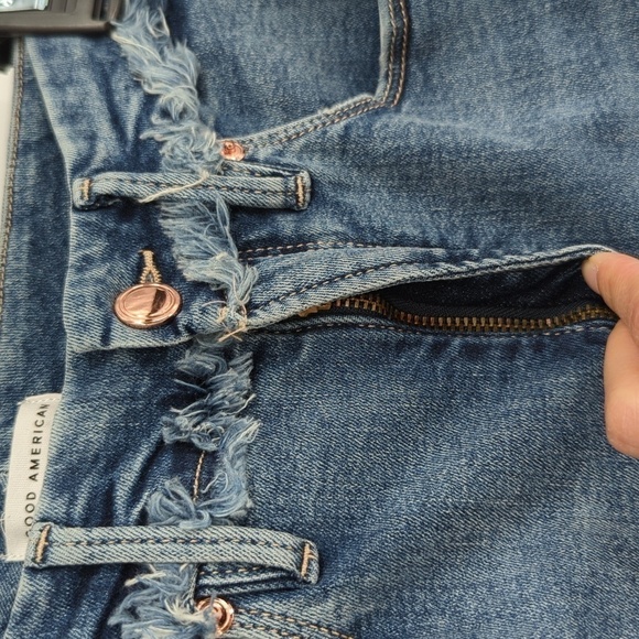 Good American Fringe High Rise Skinny Jeans Blue 10/30 distressed streetwear - Picture 5 of 11
